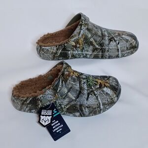 Rugged Shark Lined Clog Mens 8 Realtree Camo Fuzzy Fleece Shoes Green Brown